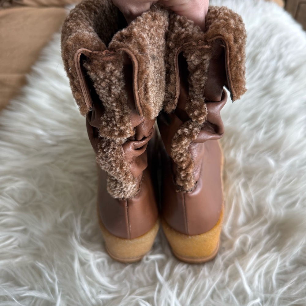 Vintage Stuart Weitzman Shearling Trim Wedge Boots - Picture 4 of 8